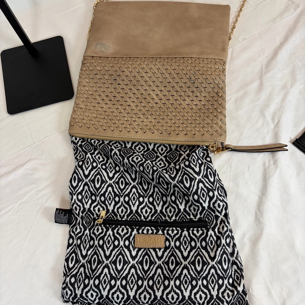 Urban Expressions Vegan Leather Woven Clutch Crossbody Taupe - Picture 8 of 13